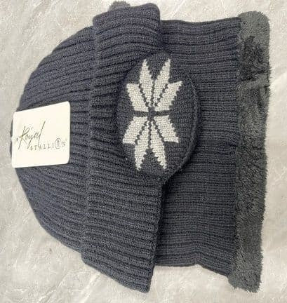 Unisex Flake Hat & Neck Warmer Set – Soft Warm Knitted Winter Thermal Set