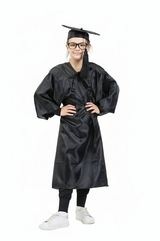 Kids Children Primary School Graduation Gown and Cap Shiny Age 5-12 Years