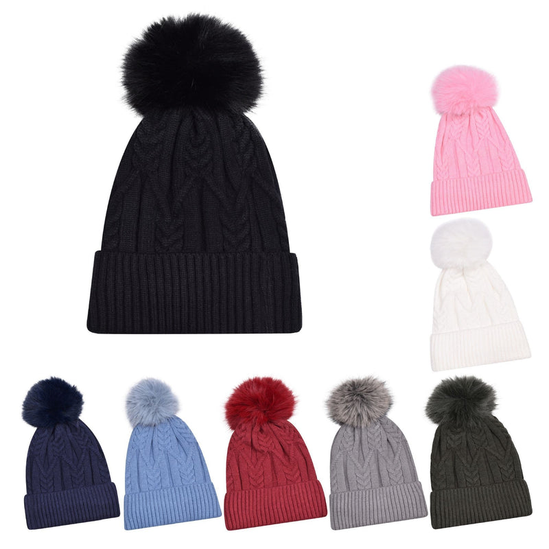 Adult Loose Cable Knit Beanie Hat Winter Warm Chunky Knit Soft Cap