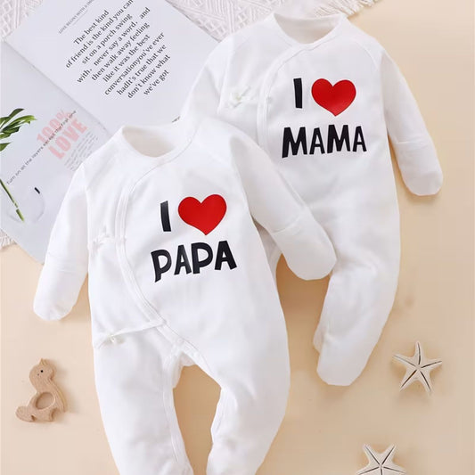 Baby 2pcs Bodysuit "Love Dad Love Mom" winter Snap button Closure Onesie