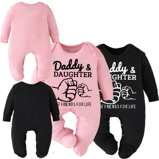 Baby Bodysuit Daddy & Daughter Best Friends for Life Letter Print Newborn Footed Romper