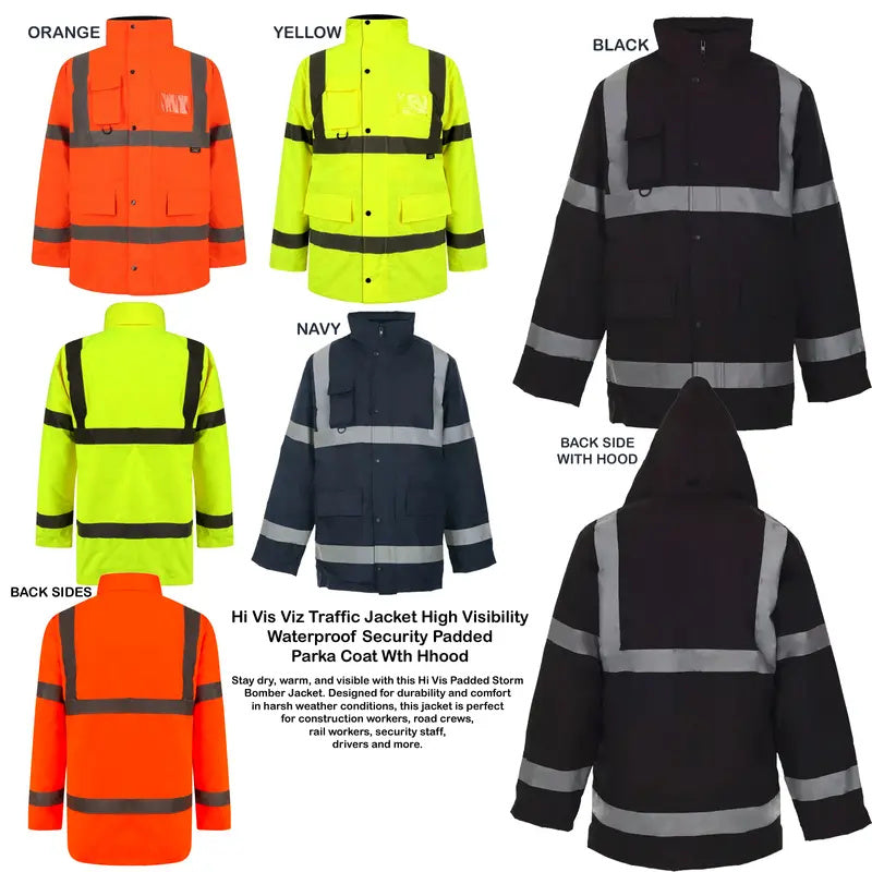 Hi Vis Waterproof Parka Jacket High Visibility Safety Workwear Coat for Construction Road Crews