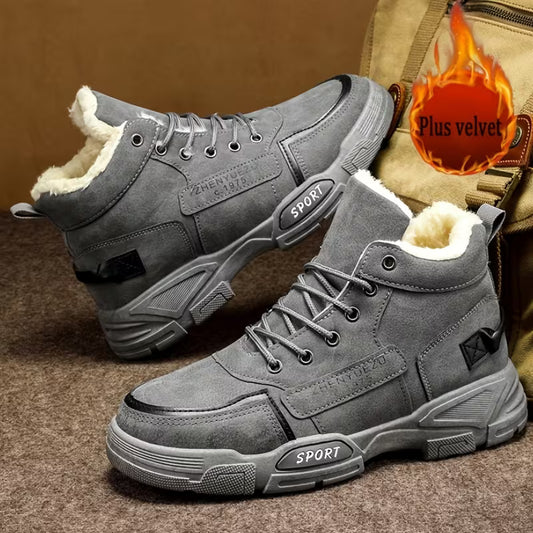 Men's Classic Trendy High-Top Thickened -Lined Warm Shoes, Outdoor Snow Boots