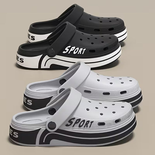 Men's Lightweight Soft-Sole Shoes Wear-Resistant Slippers Hollow-Head Beach Shoes