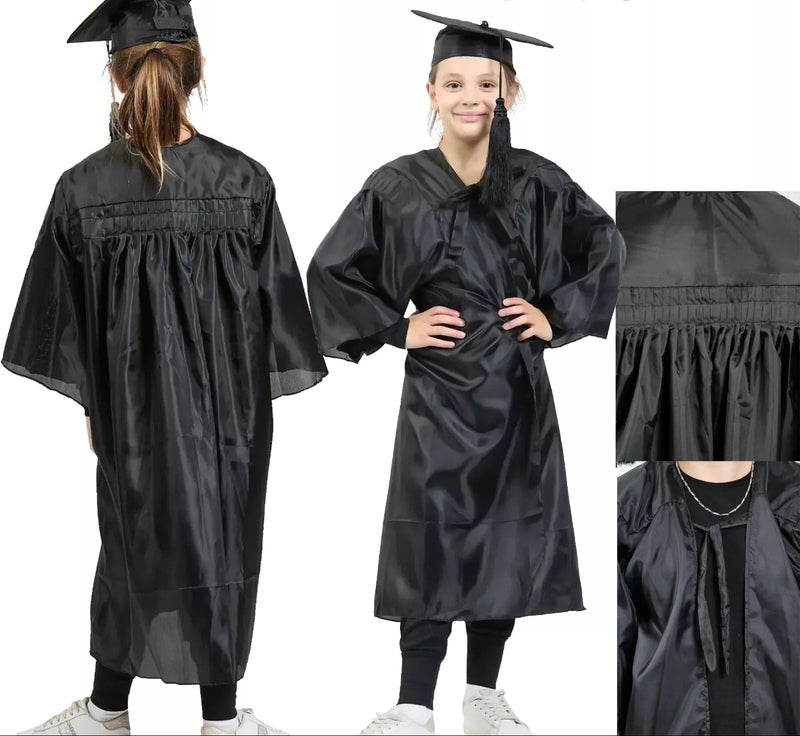 Kids Children Primary School Graduation Gown and Cap Shiny Age 5-12 Years